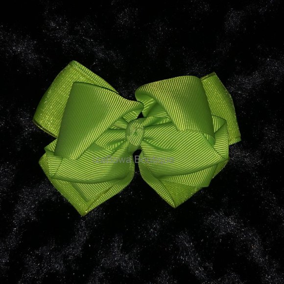 Apple Green 4" Double Stacked Organza Boutique Bow  (2) - Picture 3 of 3